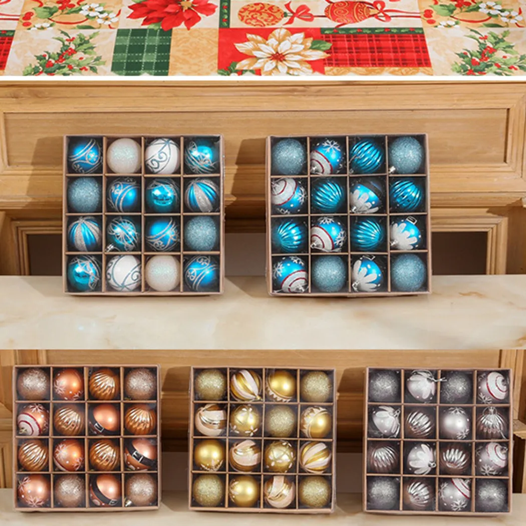 

16Pcs Christmas Tree Balls Shatterproof Decorations Ornaments Party Decor Christmas Tree Colored Balls Pendant Boxed Navidad