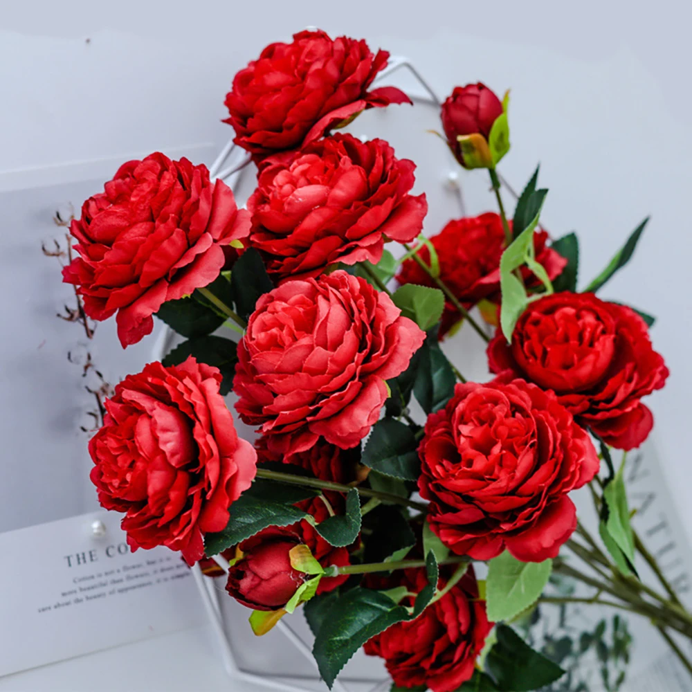 Высококачественные Искусственные цветы пиона букет из искусственных цветов для