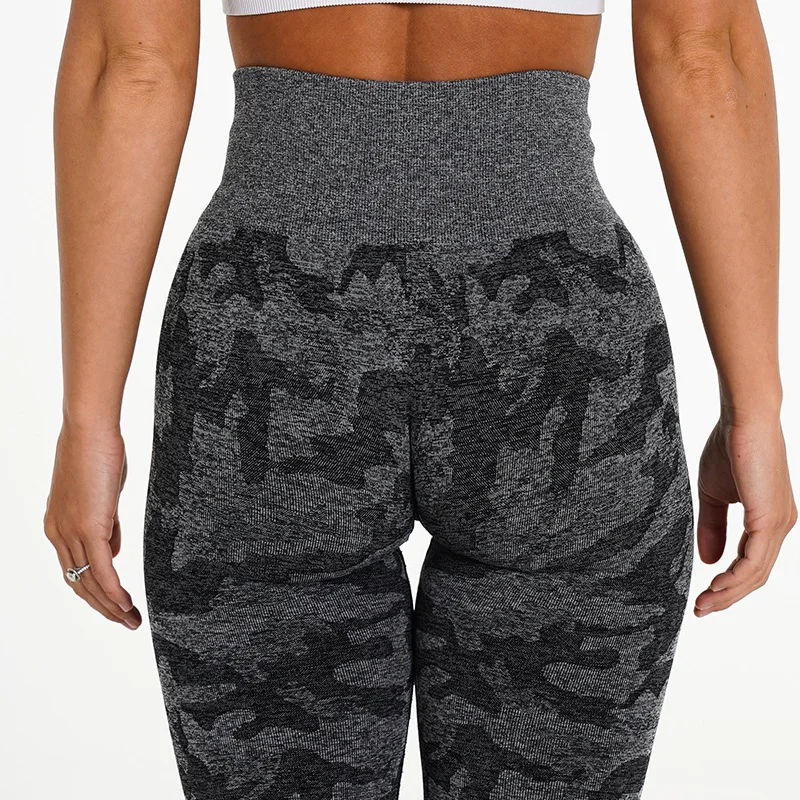 

camouflage Yoga Leggings for Women Sport Pants High Waist Stretchy Workout Pants ribbed GYM Tights Running Fitness Leggings