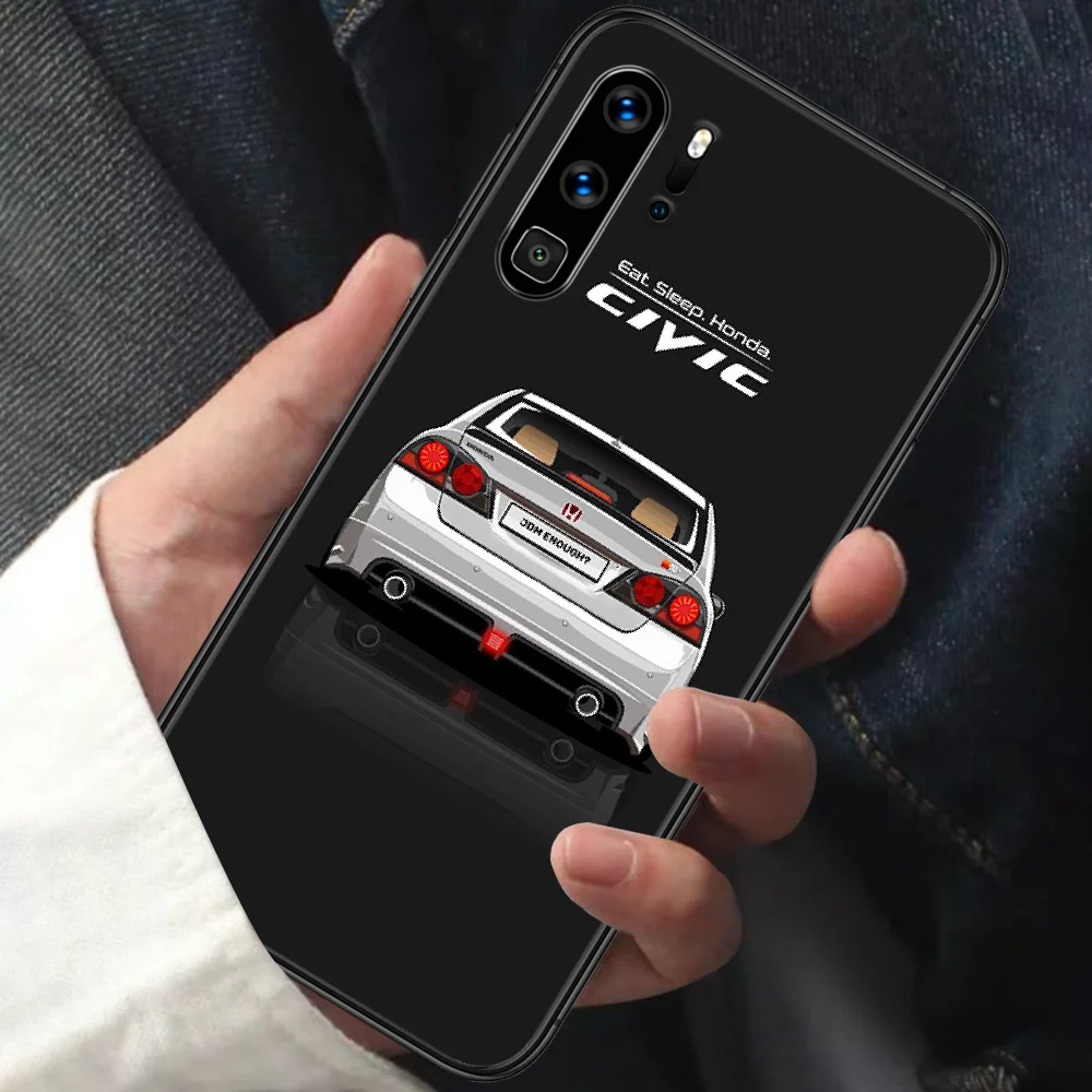 

JDM Honda Car Phone Case For HUAWEI P 9 10 20 30 40 Lite smart Pro Z 2019 Nova 5T 6 7 i black Cover 3D Prime Fashion Etui Pretty