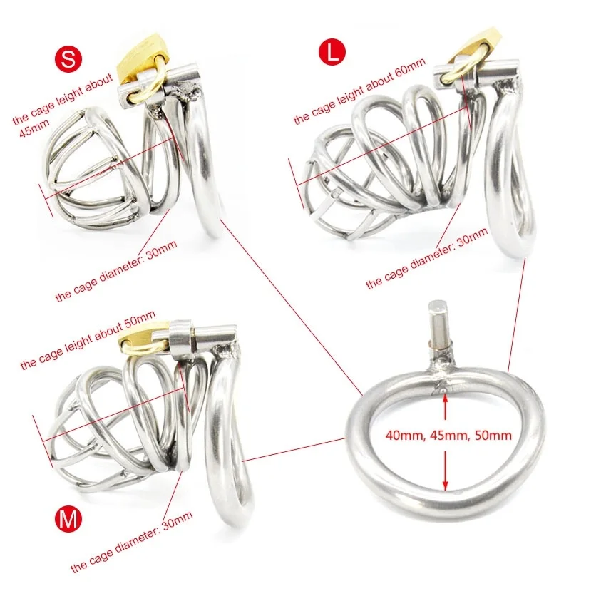 

Stainless Steel Super Small Male Chastity device Adult Cock Cage With Curve Cock Ring BDSM Sex Toys Bondage S/M/L Chastity belt