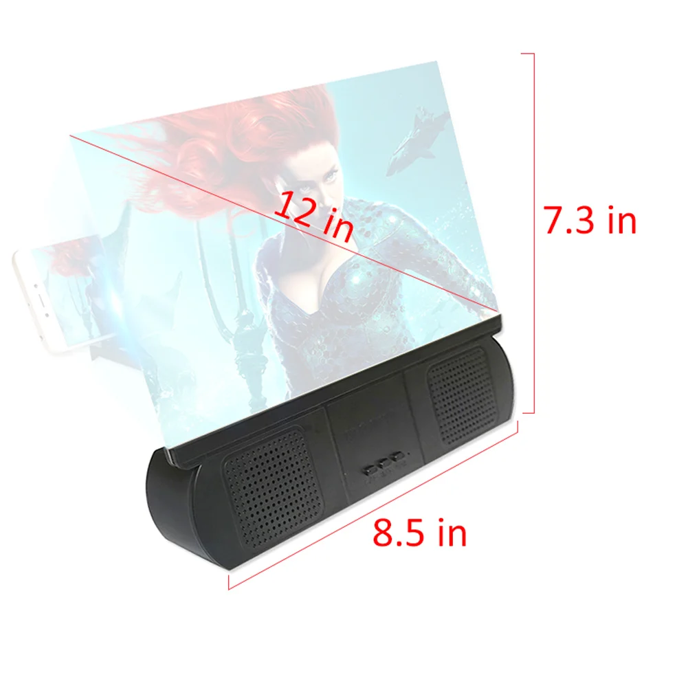 Увеличитель для экрана телефона 12 дюймов 3D HD экран Bluetooth динамик усилитель ABS