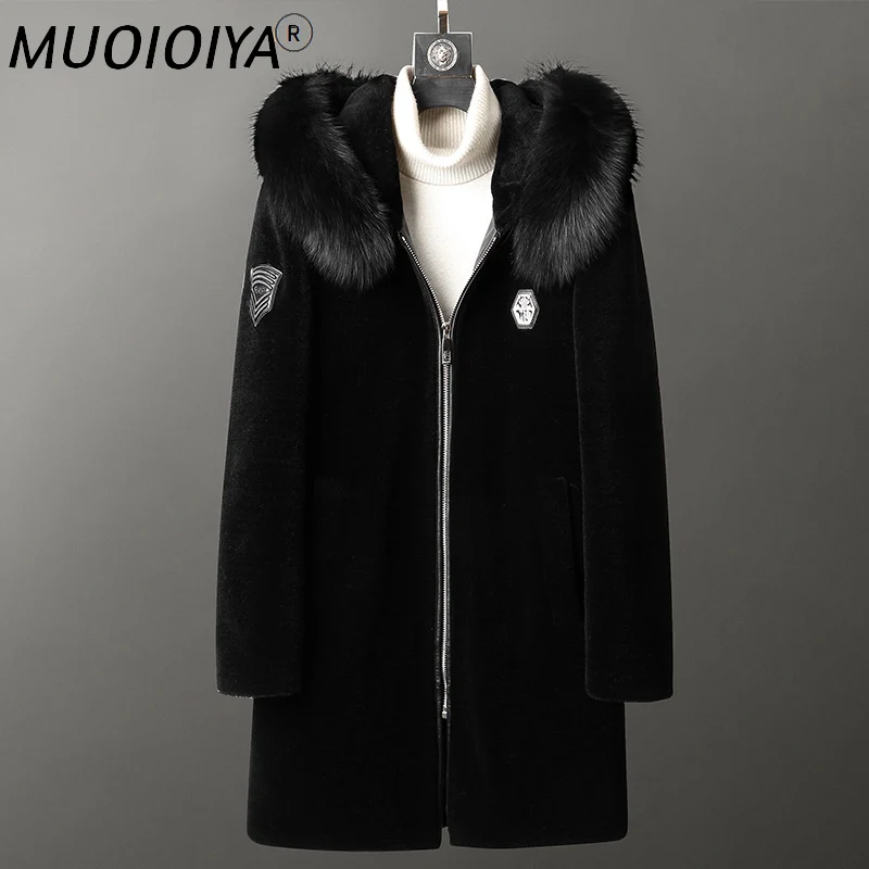 

Natural Fox Fur Hooded Real Fur Coat Men Clothing 2022 Winter Male Jacket 100% Sheep Shearing Men's Jackets Hiver DK9806M
