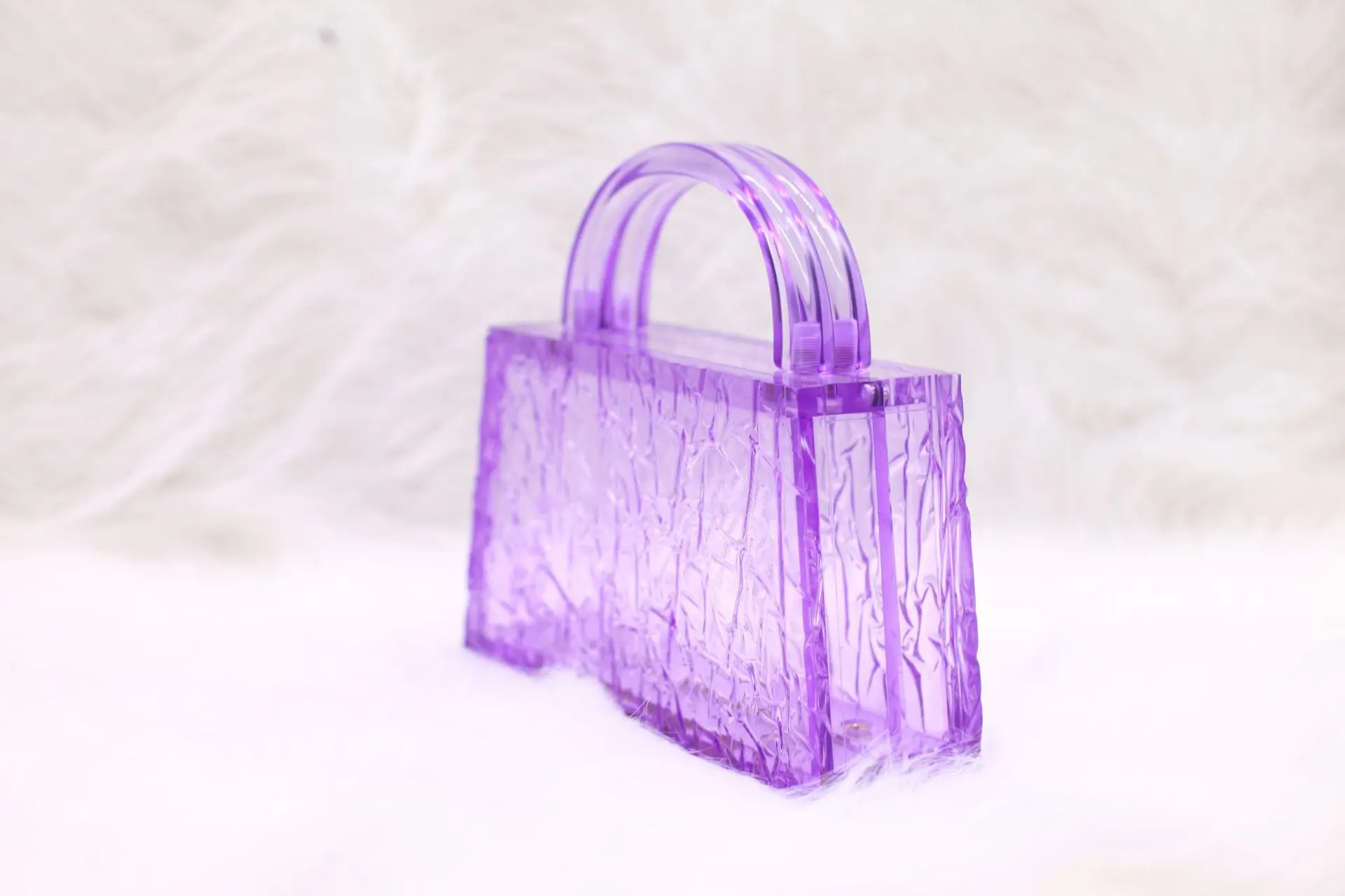 Women bag Fashion Clear Jelly Clutch Purse Transparent Handbag Acrylic bags Handle Wallet Beach Summer Party Evening Bag Totes