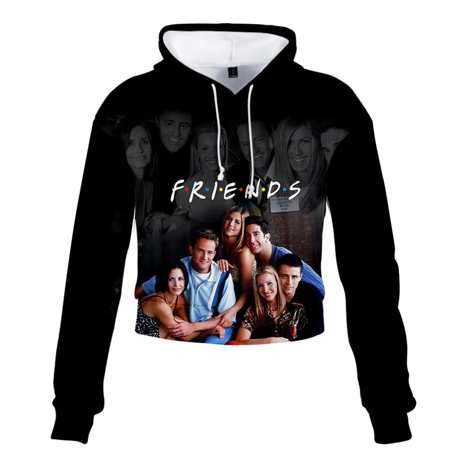 

FRIENDS 3D Printed Crop Top Hoodies Women TV Show I'll Be There for You Cropped Hoodie Sweatshirt Girl Fashion Tracksuit Clothes