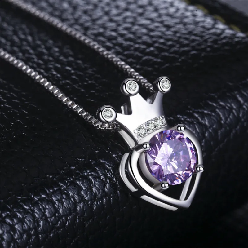 Женское ожерелье с кулоном в виде короны серебряное 925 пробы модные аксессуары