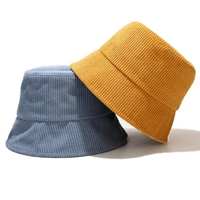 2021 autumn winter classic corduroy bucket hat outdoor panama solid fisherman hats for female male unisex casual cap foldable
