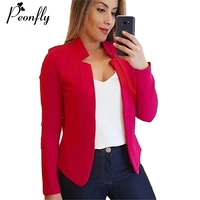 peonfly plus size 2019 autumn slim blazer women jackets office lady open front solid notched ladies blazer coat fashion 5xl