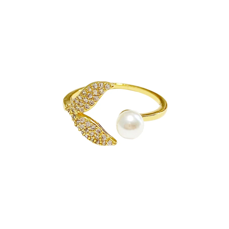 

Fishtail Ring for Women Ins Trendy Cold Pearl Niche Design Online Influencer Fashion Personality 925 Sterling Silver Open Ring