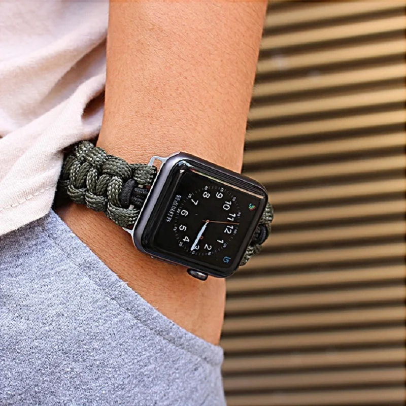 Ручной работы, нейлоновый ремешок для наручных часов Apple Watch, версии 5/4/3/2/1, спортивный кожаный браслет, 42 мм, длина-44 мм, ремешок для наручных часов iwatch, ремешок