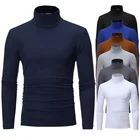 Водолазка мужская однотонная приталенная, эластичный тонкий пуловер, брендовая вязаная водолазка, одежда на весну-осень