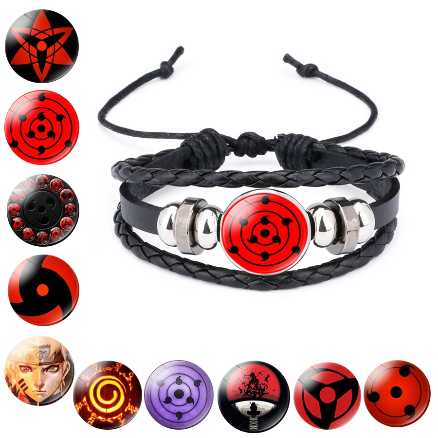 Uchiha Clan Rinnegan Sharingan глаз браслет Аниме Наруто плетеный кожаный Саске Итачи Какаши