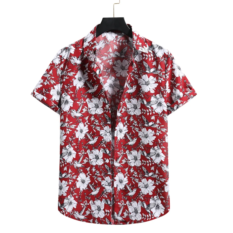 

2021 summer new men's wear Europe and America 3D printing fashion shirt Hawaii holiday men's cardigan short sleeve casual shirt