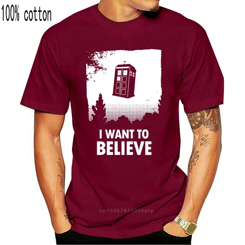 Я хочу верить из ТПУ с принтом &quotТАРДИС футболка смешной Ботан Доктор Кто чужой