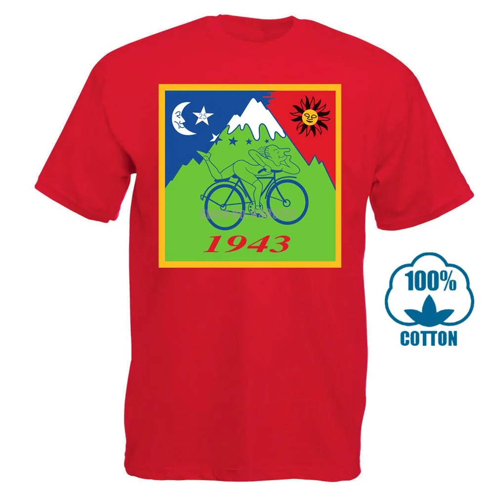 Красный Альберт Хофман Bicyle Stamp рубашка D35 футболка Hoffman Acid tripкороткий рукав футболка с принтом, с круглым вырезом для мужчин - Цвет: Красный