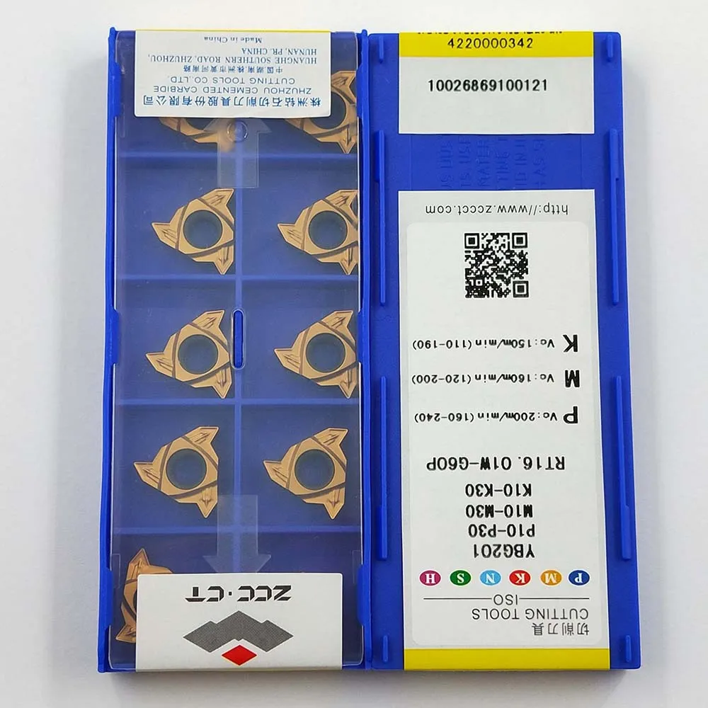 

200pcs ZCC.CT thread turning insert 16ER G60 1.5mm-3.0 RT16.01W-G60P YBG201 Miliing cutter Carbide Inserts