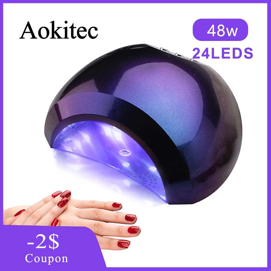 

Aokitec 48W UV LED Nail Lamp Gel Polish Curing 3 Timer UV Lamp with Smart Sensor Lamp for Manicure Home Salon Led Nail Dryer