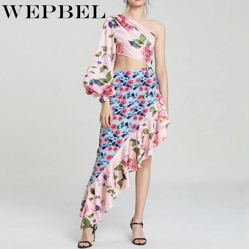 WEPBEL летнее платье с принтом и оборками костюм вышивкой для женщин пикантные без