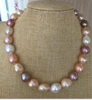 13 14mm south sea baroque gold pink purple multicolor pearl necklace 18inch