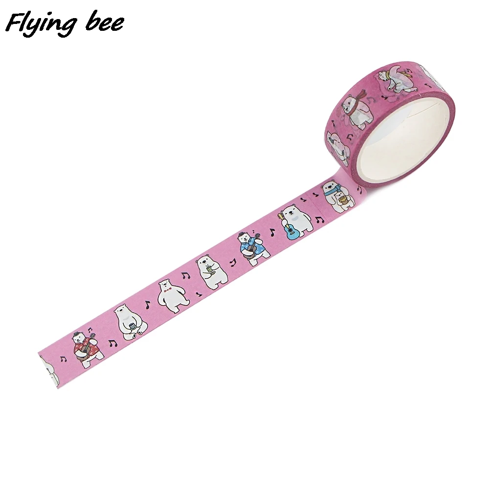 

20pcs/lot Flyingbee 15mmX5m Musical Note Cute Dancing Polar Bear Decorative Washi Tape DIY Scrapbooking Tape Office Supply X1184