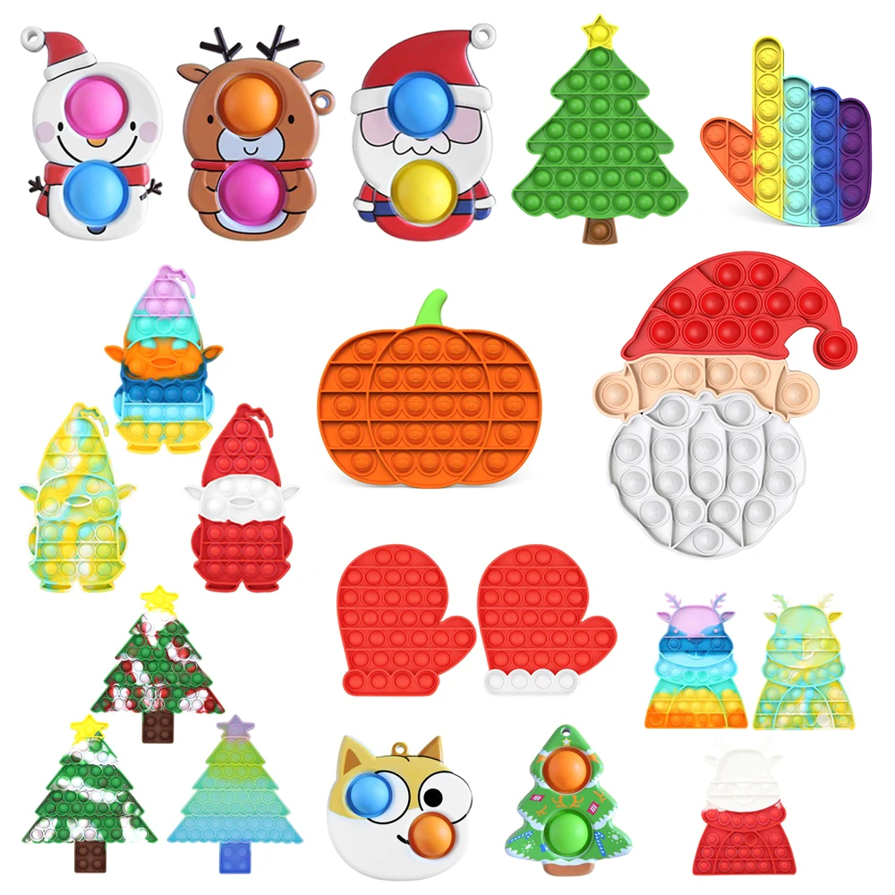 

Glittering Horn Horse Push Bubble Fidget Toys Anti Stress Educational Toy Rainbow Ice Cream Push Bubble Decompression Toy