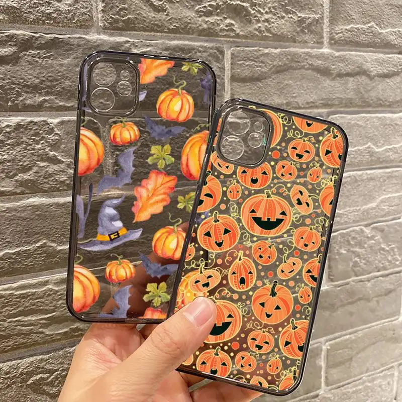

Autumn leaves pumpkin Halloween fall Phone Case Transparent for iPhone 7 8 11 12 se 2020 mini pro X XS XR MAX Plus