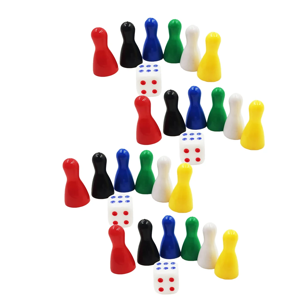 

24Pcs Plastic Chess Piece Game Dice for Kid Developing Strategy Socialibility