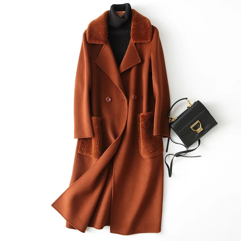 Женское пальто из 100% шерсти Сезон осень зима Женские куртки abrigos mujer invierno