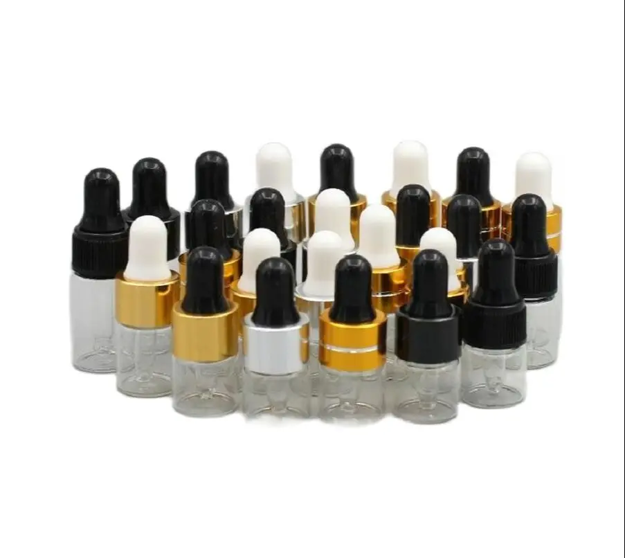 

2ML clear Glass bottle Cosmetic Essential Oil Serum Sample Bottle, Small Transparent Reagent Dropper Fragrance Pipettes Vials