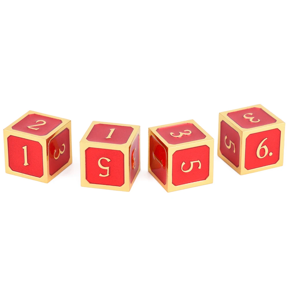 Набор из 4 D6 металлических игральных костей для D& D ролевых игр и настольных игр