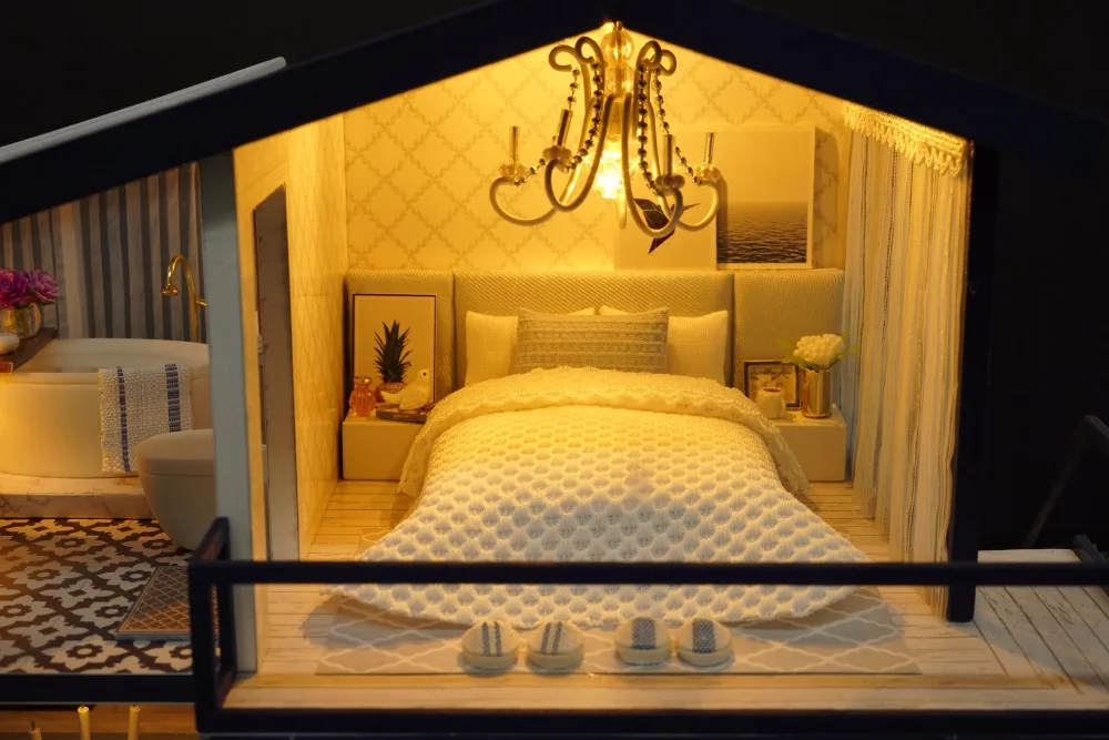 

Doll House Wooden Furniture Diy House Miniature Box Puzzle Assemble 3D Miniaturas Dollhouse Kits Toys For Children Birthday Gift