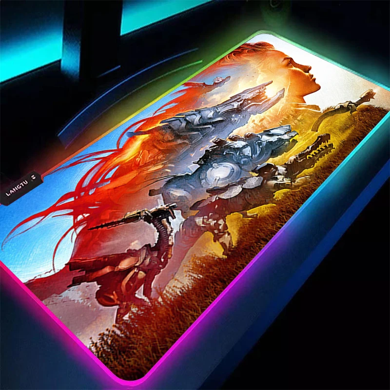 

Large Office RGB LED Illumination Mouse Pad Mat Game Gamer Gaming Mousepad Keyboard Compute Anime Desk Mat Horizon zero dawn