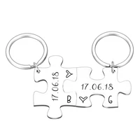 2pcs couple keychain gifts for husband wife boyfriend girlfriend valentines customized date and two initials keychains for him