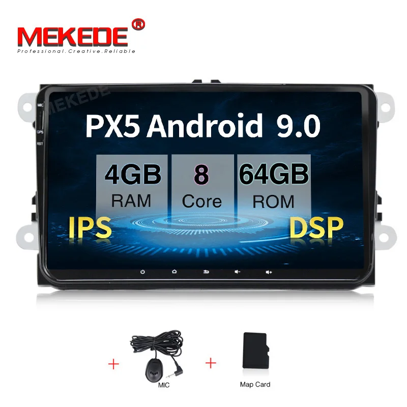 64G model MEKEDE 2 Din 9 дюймов Автомобильный DVD плеер для VW Volkswagen Passat Polo GOLF для Skoda Seat Leon gps-навигация FM RDS Карты радио 1080 P USB - Цвет: 64G model