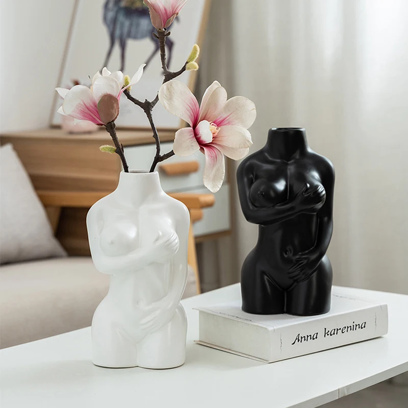 

European Personality Abstract Body Art Model Ceramic Handicraft Vase Home Living Room Decoration Flower Arrangement Ornaments