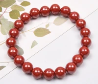 raw ore cinnabar stone round bead elastic hand string to ward off evil spirits transfer situation jewelry simple ethnic style je