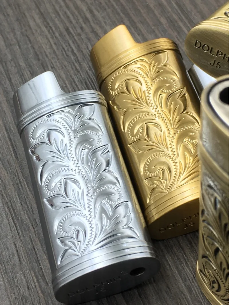 Металлическая броня, газовая зажигалка, корпус Arabesque, полый, резьба, J5, чехол для зажигалки, общий пластиковый корпус, Защитная крышка для зажигалки