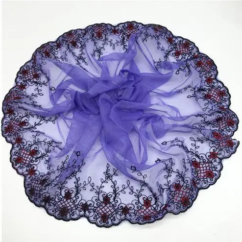 Purple white Новинка 20*100 см вышивка павлин дизайн Чистая кружевная ткань Tissu Costura сетка тюль гипюр шнур кружево Шитье DIY кукольная ткань - Цвет: Purple white