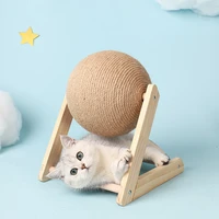 sisal rope ball cat toy pet interactive game toy scratching tool assembly wooden shelf trainer