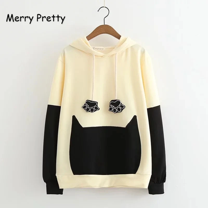 Женские толстовки с капюшоном MERRY PRETTY милые пуловеры длинным рукавом и