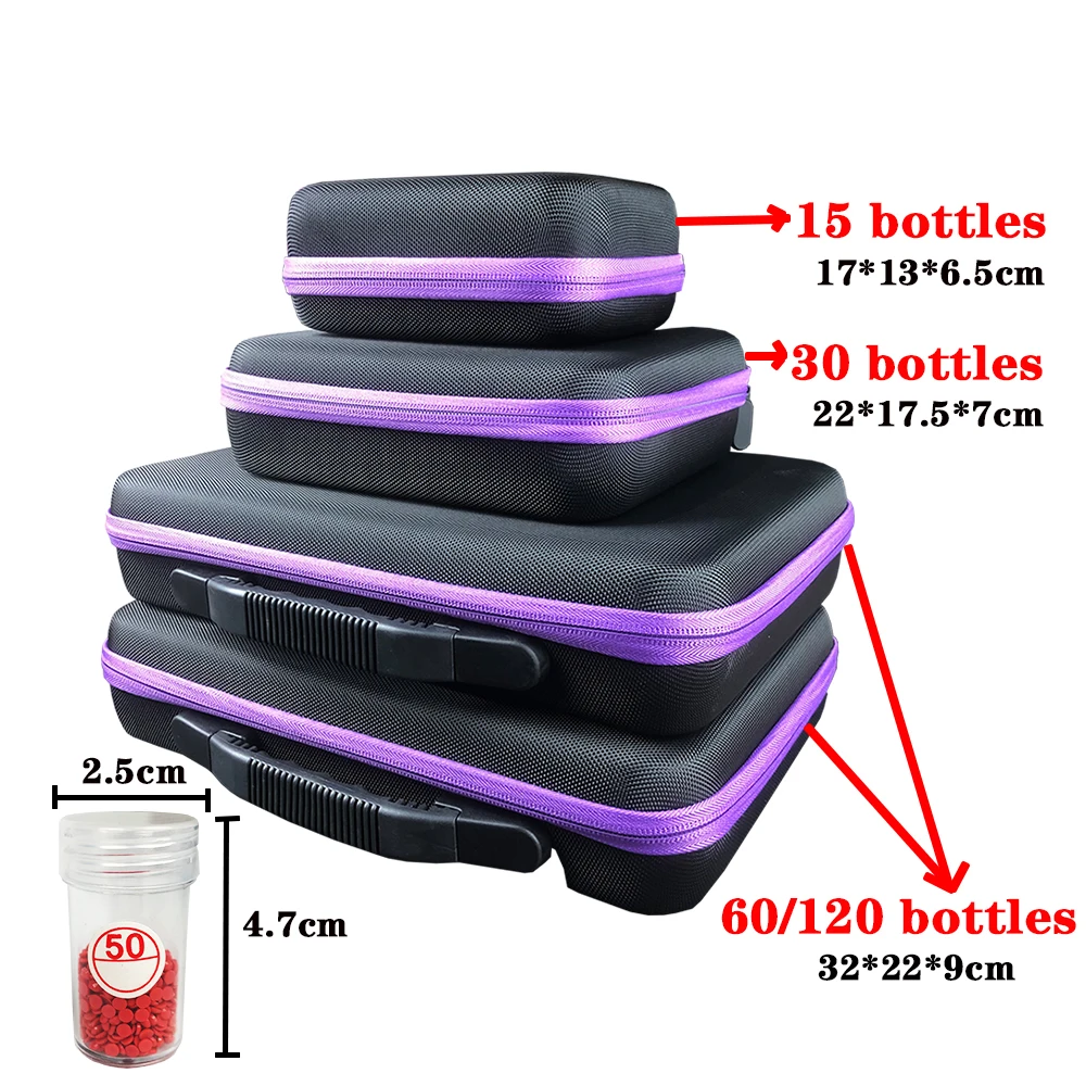 

15/30/60/120 Bottles 5d Diamond Painting Accessories tools Storage Box Carry Case diamant painting tools Container Bag