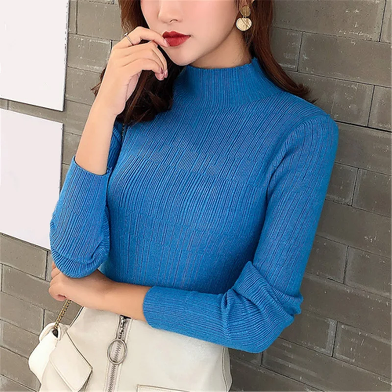 Зимний Однотонный женский пуловер с круглым вырезом вязаный винтажный женксие