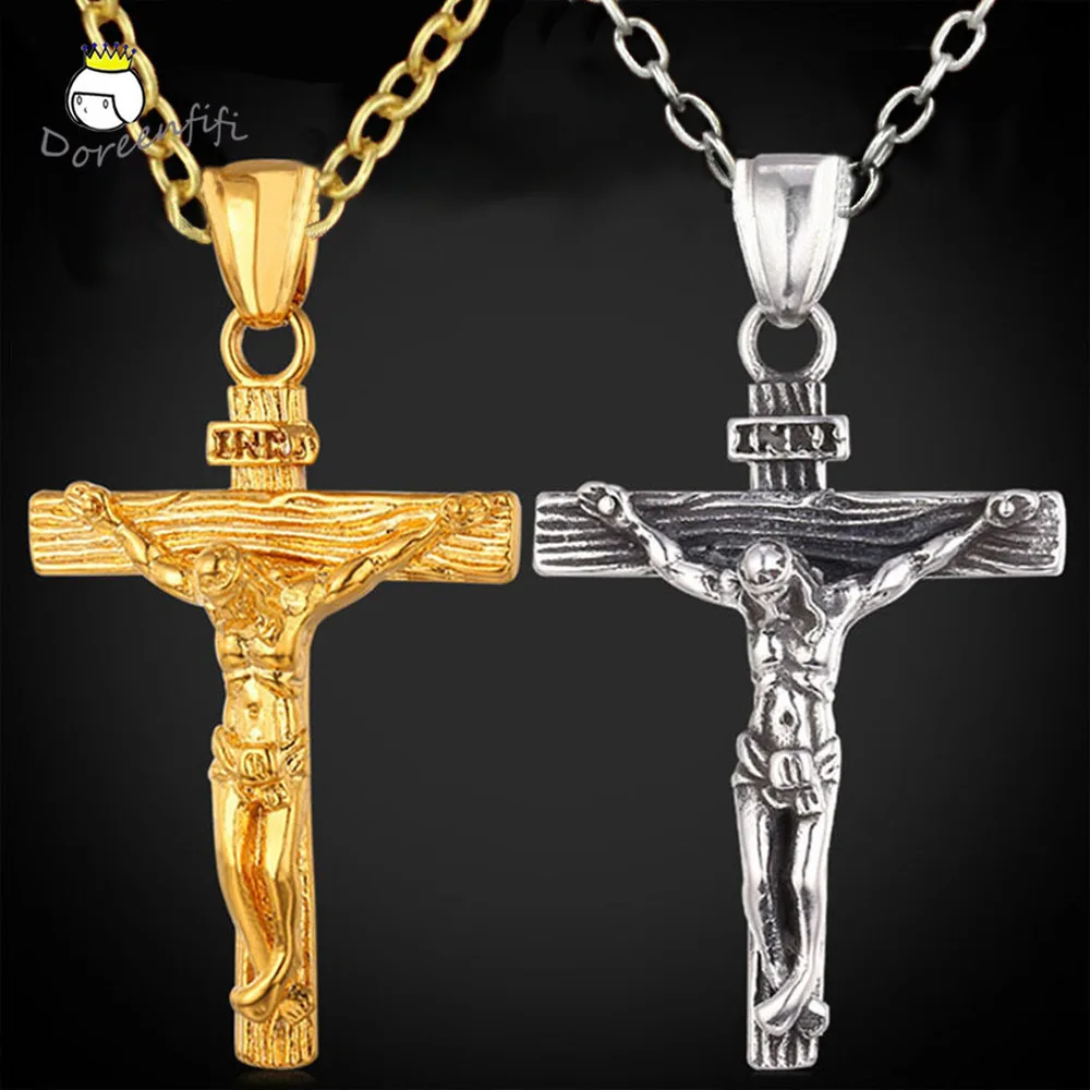 Ожерелье с крестом для мужчин и женщин модное колье в стиле хип хоп Иисуса панк