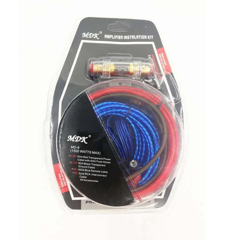 Professional set line Amplifier Subwoofer set lines insurance tube RCA Car Audio Wire Kits 8 AWG Cables Shipping Free