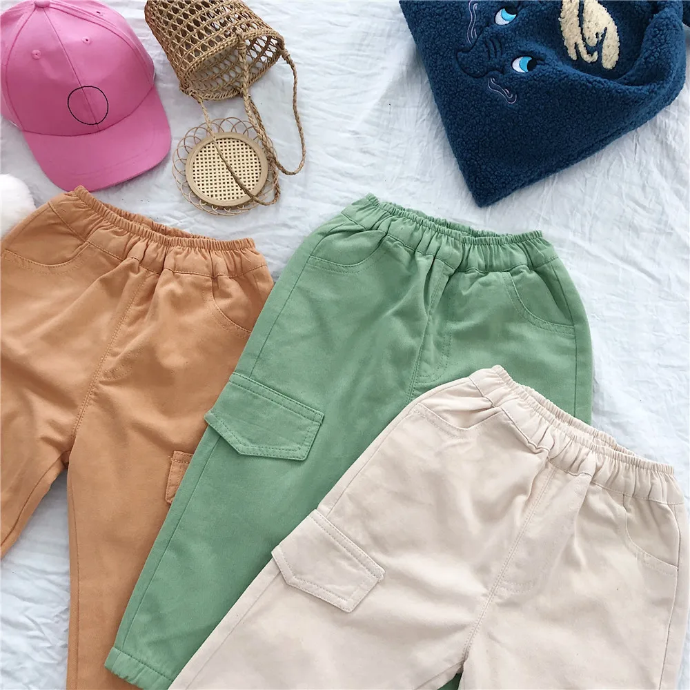 Зима 2019 для мальчиков и девочек яркие цвета из мягкого флиса брюки карго детей