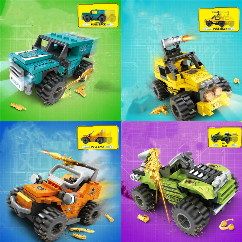 

4 Types Fighting Car Ninja Back Force Autos Model Figures Building Blocks Kids Toys Bricks Gift for Children Boys