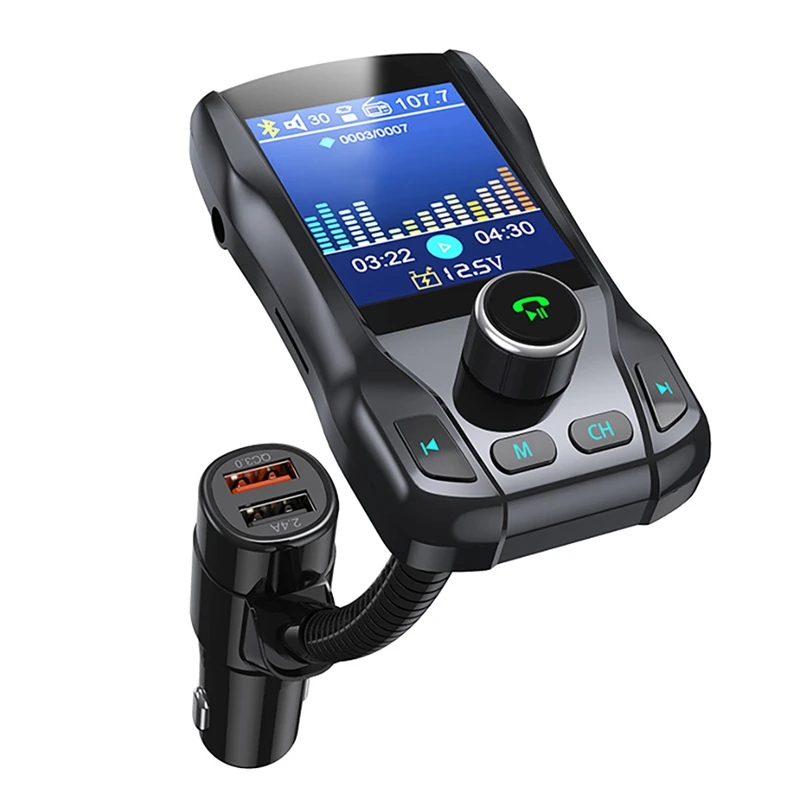 

Bluetooth Car 1.8-Inch Color Screen Car MP3 Music Player AUX Navigation Talk Charging FM Transmitter for Car Black
