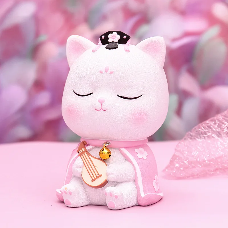 Кавайная розовая копилка с кошкой креативная большая из смолы украшение для