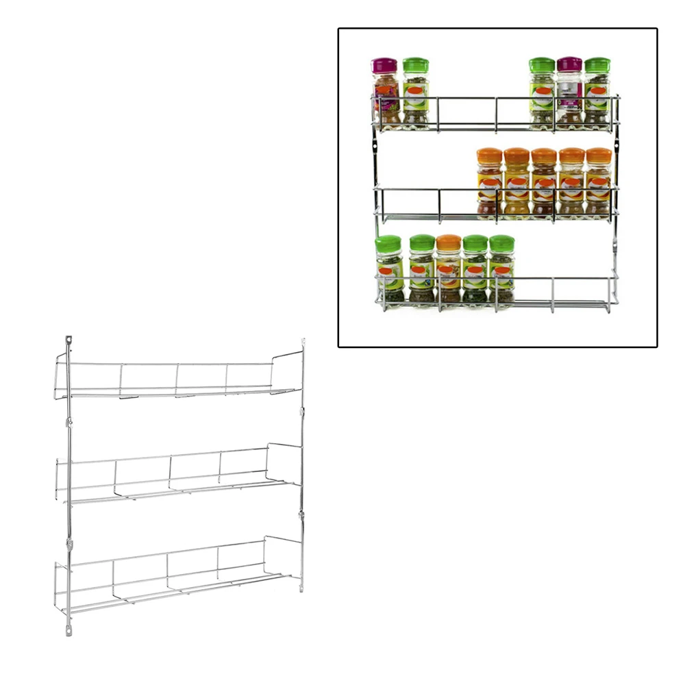 

High Quality 3 Tier Spice Rack Wall Mount Kitchen Organizer Seasoning Box Storage Rack Holder Kitchen Shelf Space Saver