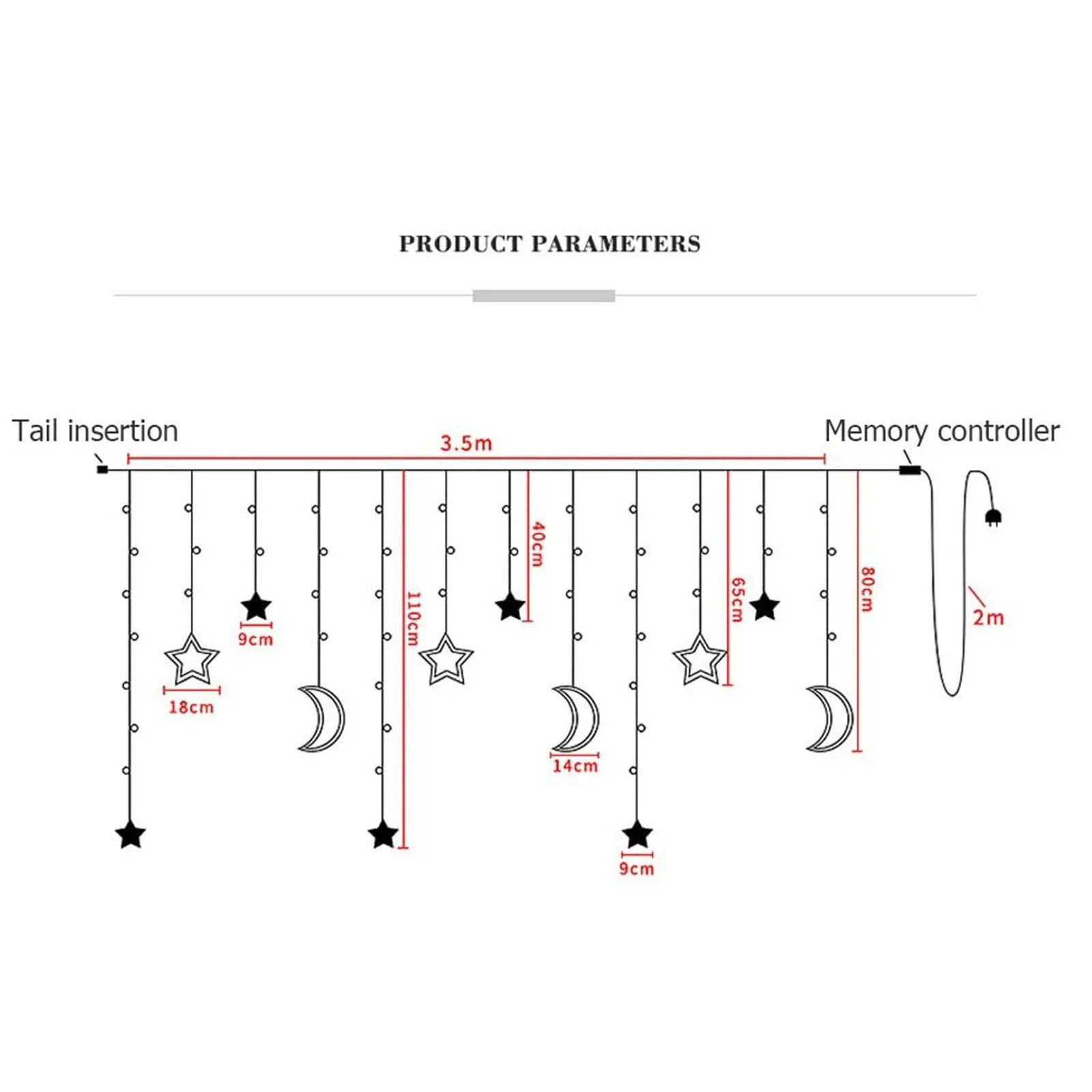 

40# 3.5m Star Moon Led Lights Curtain String Light Garland Night Light Wedding Decoration Vintage Home Decoration Accessories